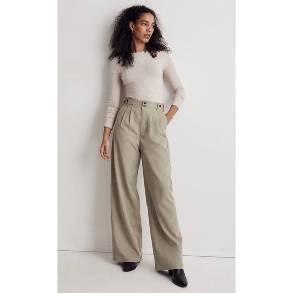 Madewell Sz 8 The Harlow Wide-Leg Linen Blend Pants In “Forgotten Landscape” NWT - Picture 1 of 10